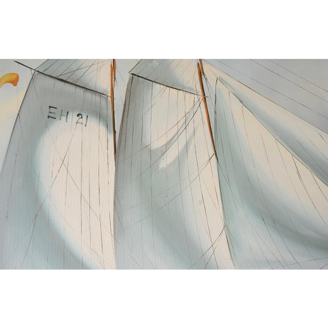 Vintage T. Peter Nautical Schooner Sailing Vessel Oil on Canvas Painting For Sale - Image 9 of 12