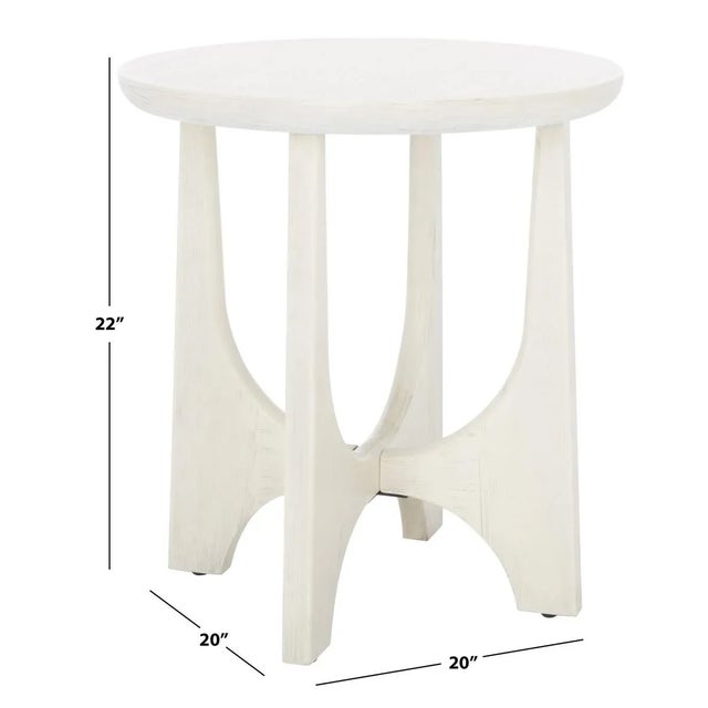 White Sasha Wood Accent Table - White Wash For Sale - Image 8 of 9