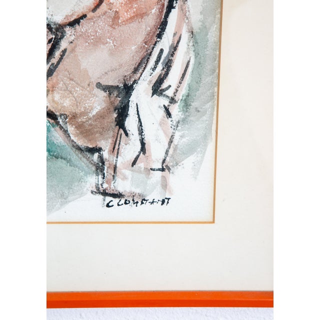 Brown Mid Century Modern Watercolor George Constant Bull Signed Painting Original For Sale - Image 8 of 12