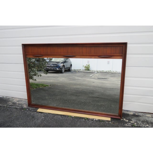 Brown Mid Century Modern Vanity Dresser Bathroom Wall Mirror For Sale - Image 8 of 13