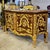 French Louis XV Style Marble Top Sideboard Cabinet With Bronze Mounts & Gold Leaf Details For Sale - Image 3 of 3