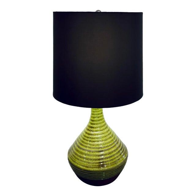 Arteriors Modern Electric Moss Glaze Terracotta Table Lamp For Sale