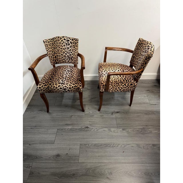 French Occasional Armchairs in Leopard Print Velvet, 1940s, Set of 2 For Sale - Image 4 of 7