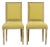 Antique French Louis XVI Painted Accent Side Chairs in Chartreuse Fabric - A Pair For Sale