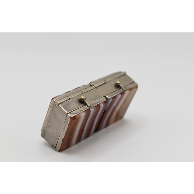 Agate and Silver Pill Box With Four (4) Compartments For Sale - Image 4 of 9
