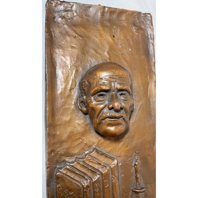Antique Vintage Bronze Clad Rosenthal Judaica Jewish Wall Sculpture Plaque Art For Sale In New York - Image 6 of 16