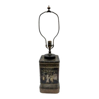 Antique Chinoiserie Tea Canister Table Lamp For Sale