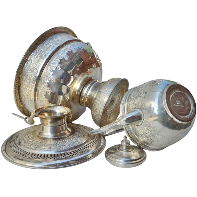 Silver Mid 20th Century Moorish-Patterned & Engraved Kettle & Wash Basin Set- 3 PCS For Sale - Image 8 of 8