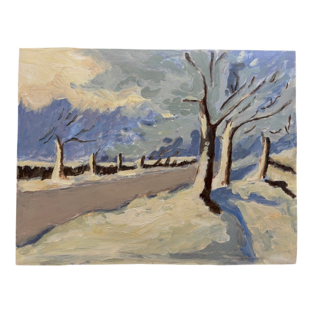 Late 20th Century Snowy Landscape in Oil - Unsigned For Sale