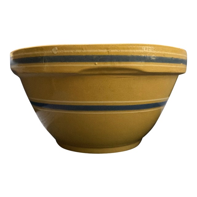 Late 20th Century Large Yelloware Pottery Bowl For Sale