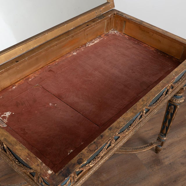 19th Century Swedish Giltwood & Blue Side Table With Hidden Storage For Sale - Image 4 of 18