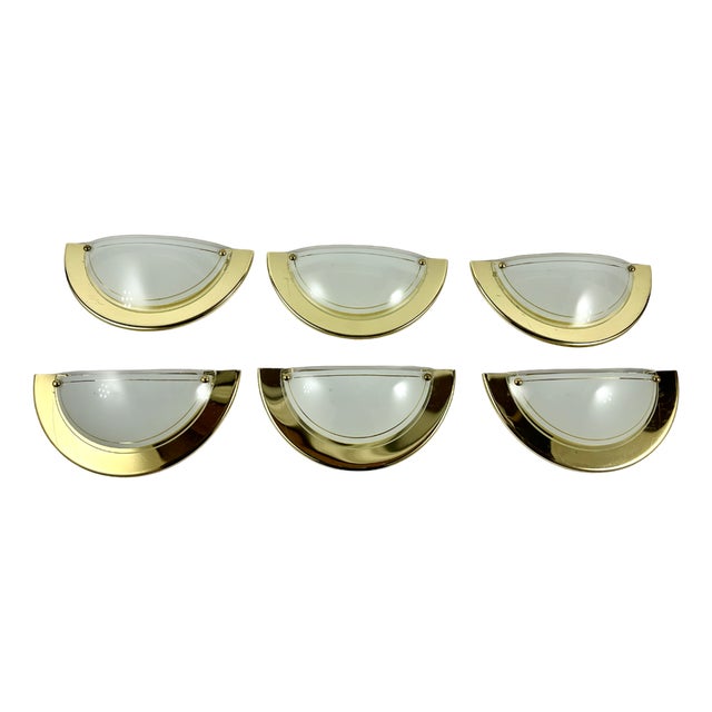 Vintage Wall Lamp in Brass & Glass from Massive, Belgium, 1970s For Sale