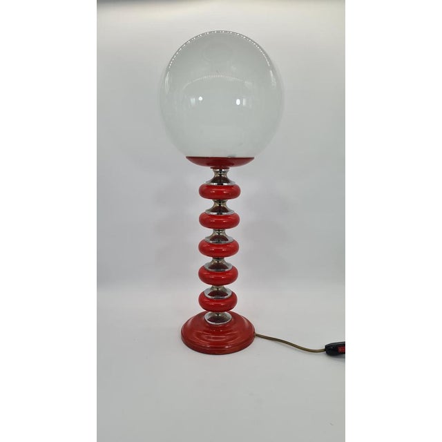 An impressive table lamp in the space age style, manufactured in east germany (gdr) in the 1970s. the distinctive,...