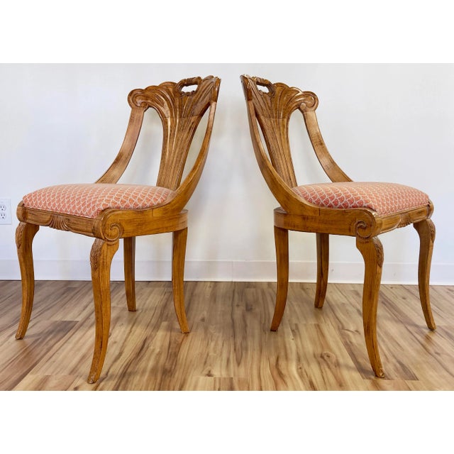 Vintage Carved Wood Fan Back Chairs, Pair For Sale - Image 4 of 12