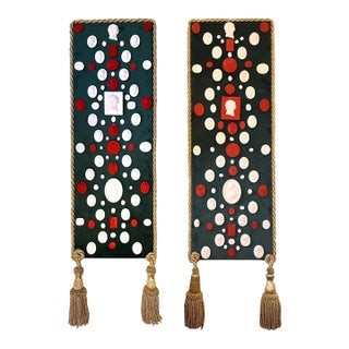 Large Grand Tour Revival Collector's Panels With Neoclassical Plaster Intaglios With Gilt Tassels- Set of 2 For Sale