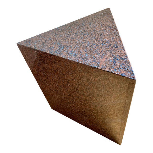 Mid-Century Post Modern Triangular Stone Marble Pedestal End Table For Sale