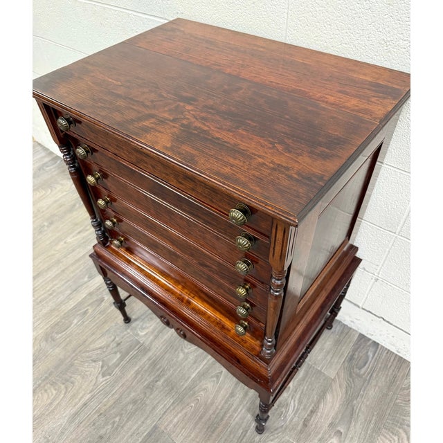 Vintage American Empire or Sheraton Style Lingerie Chest Semainier For Sale - Image 9 of 13