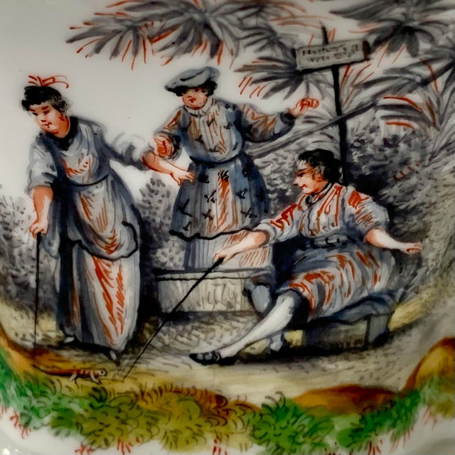 French Country Early 20th Century Dresden Hand Painted Porcelain Jardinière With Exotic Figural Scenes For Sale - Image 3 of 18
