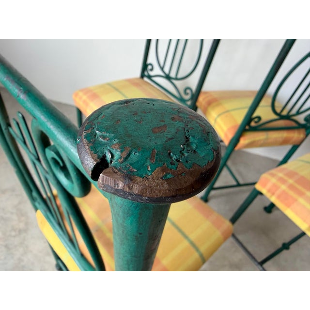 1980’s Vintage Hand Forged Metal Indoor / Outdoor Dining Chairs – Set of 4 For Sale - Image 11 of 12