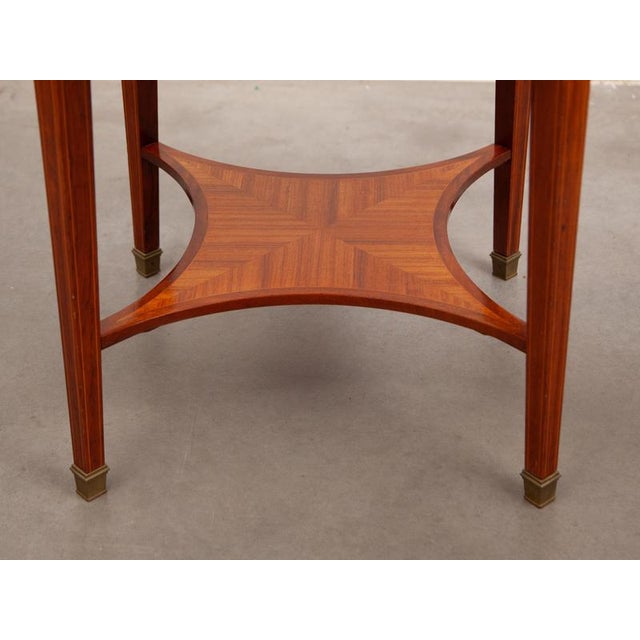 Wood Art Deco Walnut in Marquetry Top Circular Bouillotte Coffee Table, 1930s For Sale - Image 7 of 15
