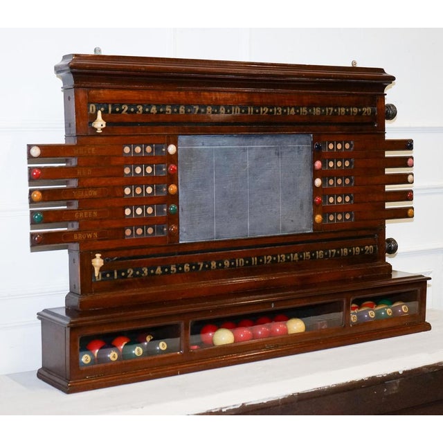 Antique oak restored j. Ashcroft & co liverpool snooker billiard score board. Presenting a magnificent antique billiard,...