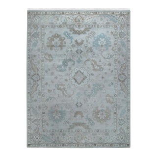 8x10 Traditional Floral Tessa Beige Handknotted Wool Nain Carpet Rug For Sale