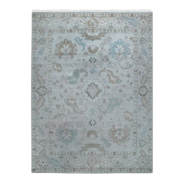 8x10 Traditional Floral Tessa Beige Handknotted Wool Nain Carpet Rug For Sale