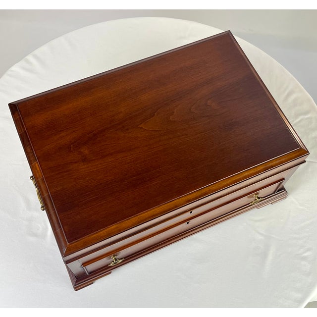 1970s Henkel Harris Virginia Galleries Solid Wild Black Cherry Jewelry Chest For Sale - Image 17 of 18