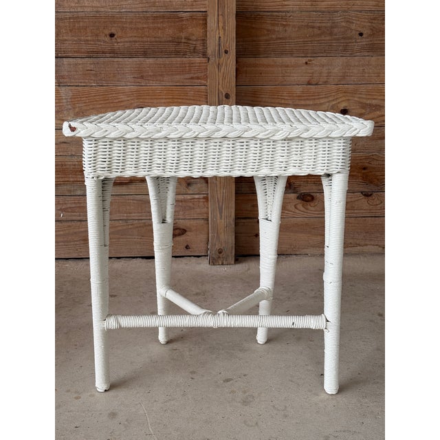 Exceptional antique fiber rush wicker stool or side table by Karpen Furniture, one of America’s most important early...