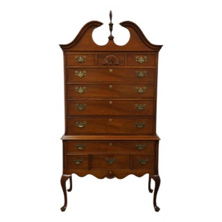 High End Vintage Solid Mahogany Traditional Style 40" Pediment Highboy Chest 210-33 For Sale