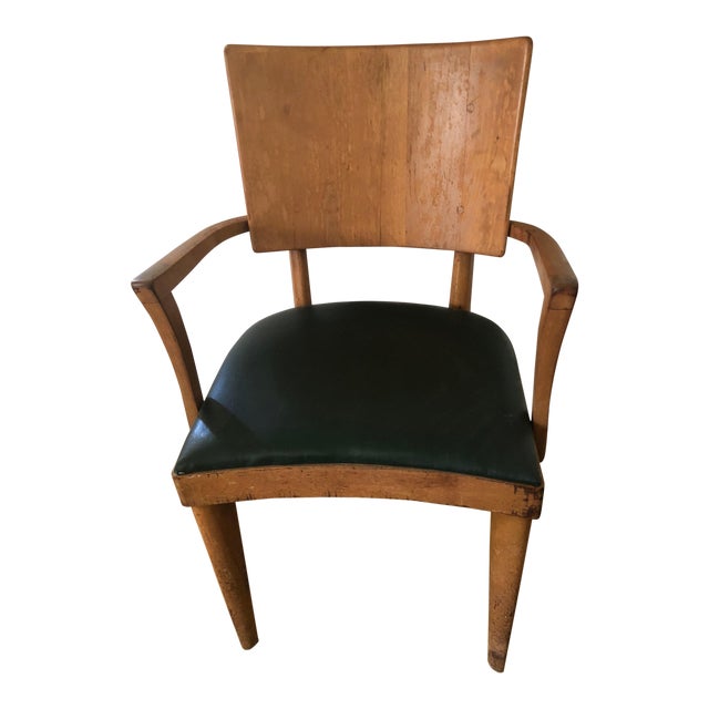 Heywood Wakefield Dark Green Upholstered Birch Arm Chair Chairish