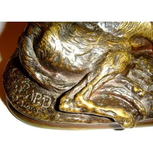 Vintage Bronze Resting Dog Sculpture For Sale - Image 4 of 4