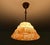 Art Deco pendant light with mottled glass shade in coral pink orange and white, burnished brass suspension Very good...