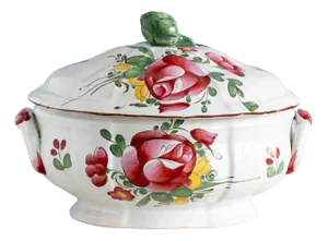 Large Early 19th Century Floral Faience Tureen from Les Islettes