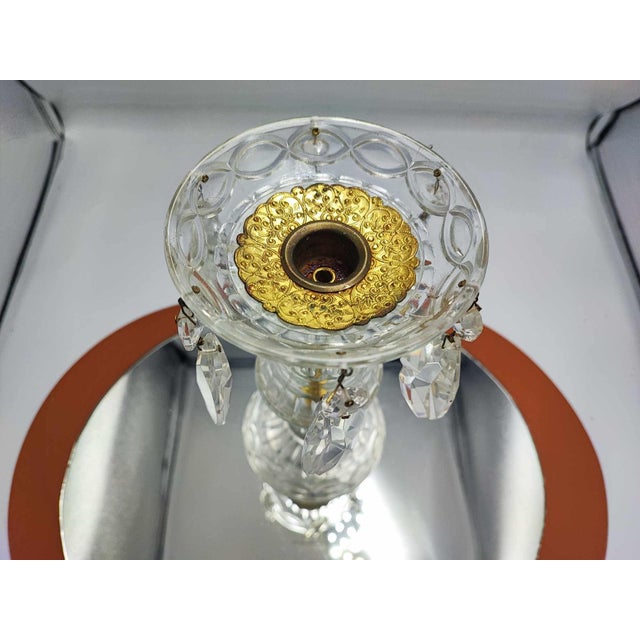 1970s Vintage Glass Candleholder with Crystals, 1970s For Sale - Image 5 of 7