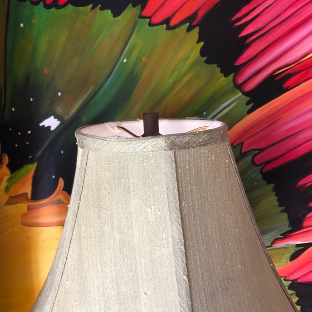 1970s 1970s Brass Footed Table Lamp With Shade For Sale - Image 5 of 10