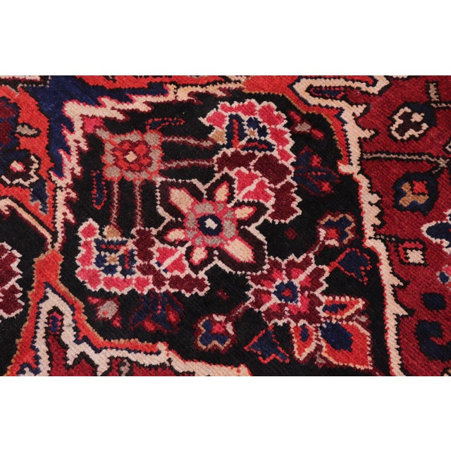 Textile Medallion Antique Heriz Burgundy/Beige Wool Rug - 10'6'' X 12'3'' For Sale - Image 7 of 10