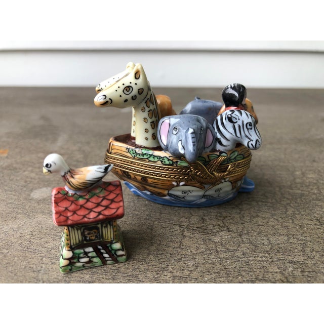 Limoges, France 1990s Limoges Noah's Ark Trinket Box For Sale - Image 4 of 6