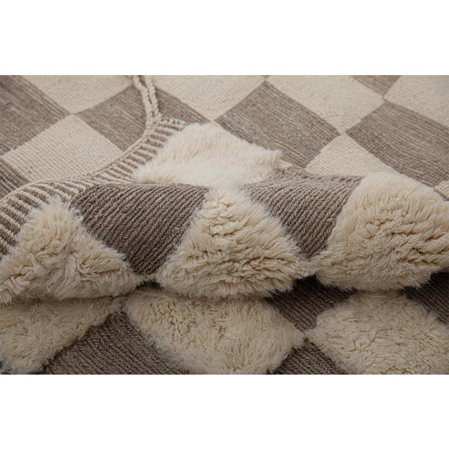 Checkerboard Hand-Knotted Moroccan Wool Rug | 11'11" X 8'8" | One of a Kind For Sale - Image 6 of 7