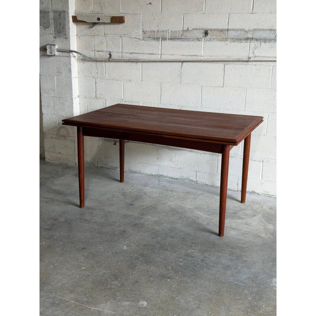 Wood Vintage Danish Teak Extension Dining Table Mid Century Modern Expandable Scandinavian For Sale - Image 7 of 10