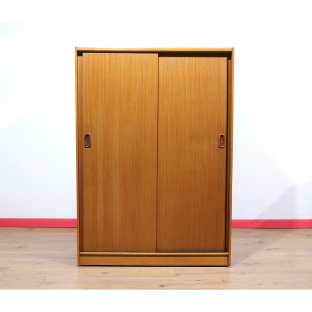 Mid Century Modern Vintage Teak Sliding Door Armoire Wardrobe in the Style of Austinsuite Danish Style For Sale - Image 14 of 14