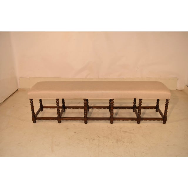 19th Century 19th Century French Long Upholstered Bench For Sale - Image 5 of 7