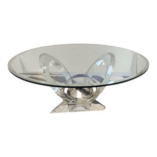 Signed Mikhail Loznikov Lucite & Glass Coffee Table For Sale