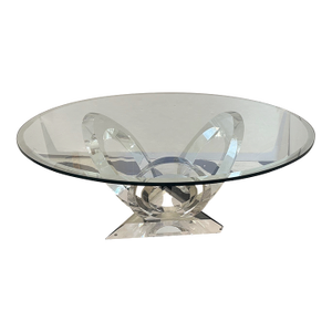 Signed Mikhail Loznikov Lucite & Glass Coffee Table