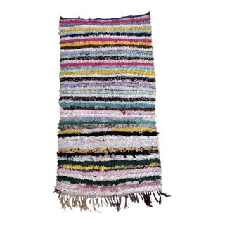 1980s Moroccan Colorful Vintage Rug - 3'5" X 6'5" Ft For Sale