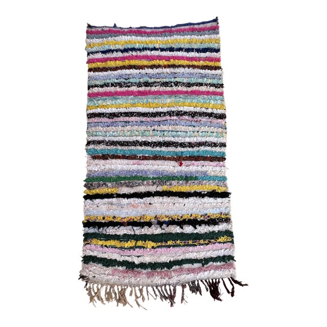 1980s Moroccan Colorful Vintage Rug - 3'5" X 6'5" Ft For Sale