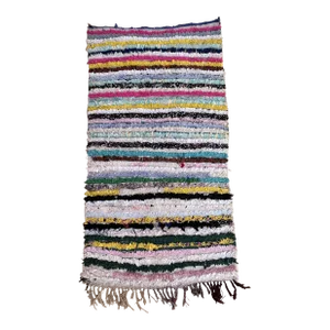 1980s Moroccan Colorful Vintage Rug - 3'5" X 6'5" Ft