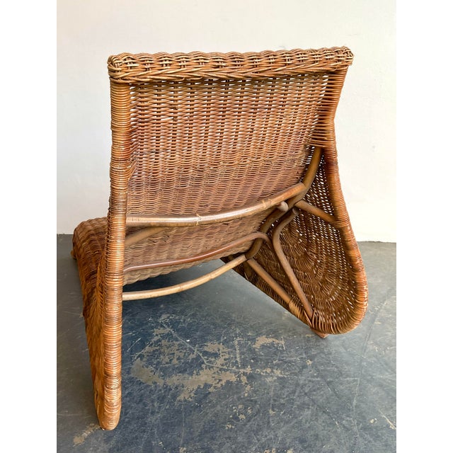 Wood Vintage Woven Rattan Ikea Chaise Lounge For Sale - Image 7 of 12