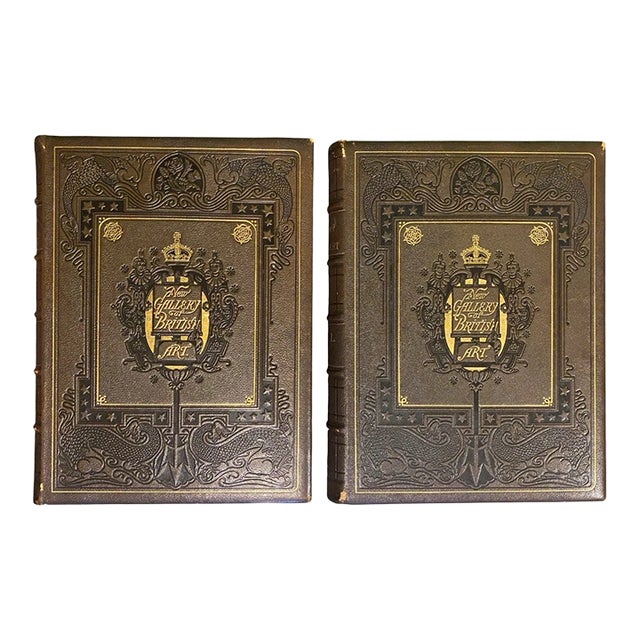 Rare - New Gallery British Art Vol 1 & 2 (1880) - Leather + Steel Engraving For Sale