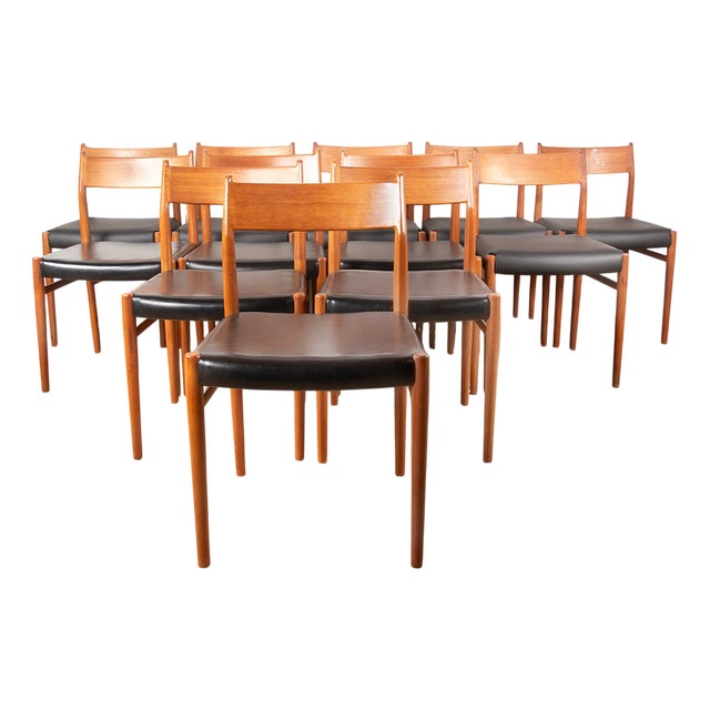 Danish Model 418 Chairs in Teak and Skai by Arne Vodder for Sibast, 1960s, Set of 12 For Sale
